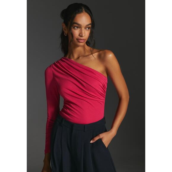 NWT Anthropologie Maeve Women’s Hot Pink One Shoulder Bodysuit Size XL NEW - Picture 1 of 10